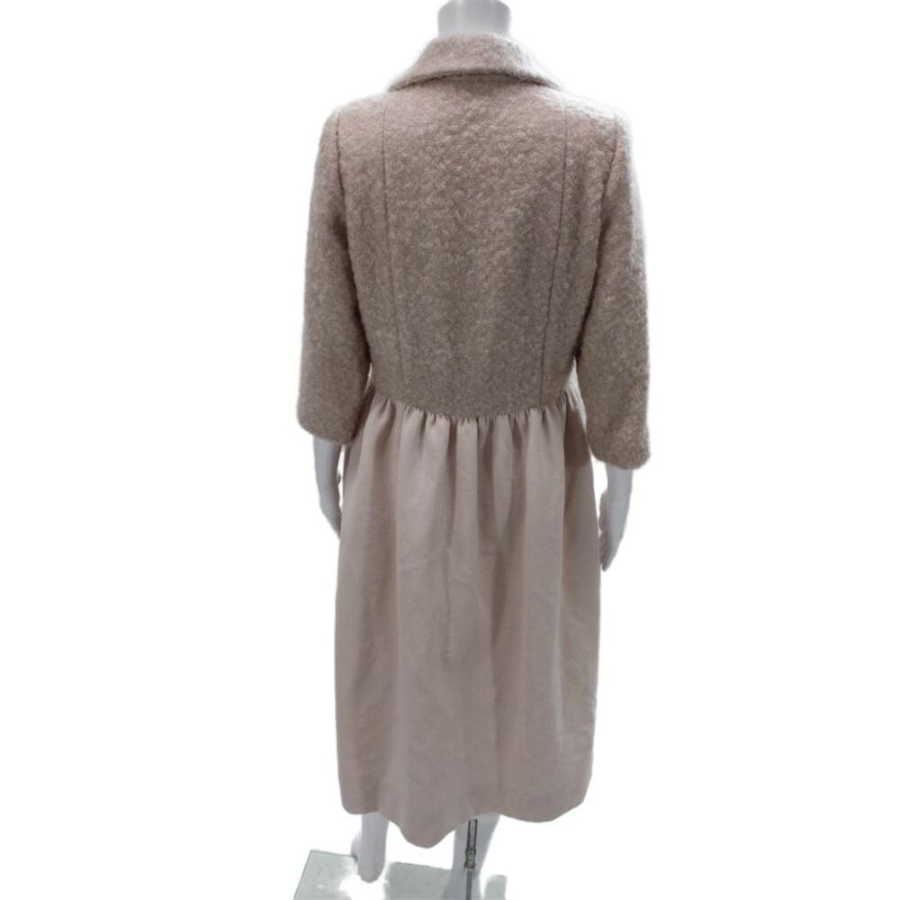 Designer Women Jacket Dress Wool Beige Collared 3/4 Sleeve Full Length Size L - Picture 3 of 3